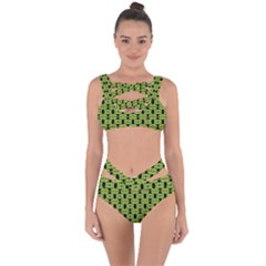 Green Black Abstract Pattern Bandaged Up Bikini Set  by BrightVibesDesign
