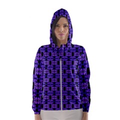 Purple Black Abstract Pattern Women s Hooded Windbreaker by BrightVibesDesign