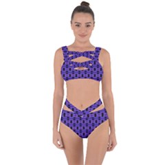 Purple Black Abstract Pattern Bandaged Up Bikini Set  by BrightVibesDesign