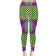 Bright  Circle Abstract Black Yellow Purple Green Blue Leggings  by BrightVibesDesign
