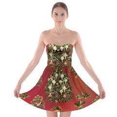 Wonderful Vintage Christmas Design Strapless Bra Top Dress by FantasyWorld7