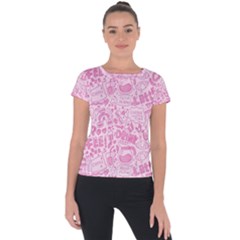 Coffee Pink Short Sleeve Sports Top  by Amoreluxe