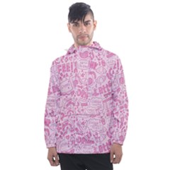 Coffee Pink Men s Front Pocket Pullover Windbreaker by Amoreluxe