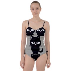 Cat Pet Cute Black Animal Sweetheart Tankini Set by HermanTelo