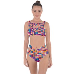 Abstract Geometry Blocks Bandaged Up Bikini Set  by Alisyart