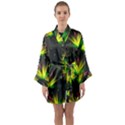 Floral Abstract Lines Long Sleeve Satin Kimono View1