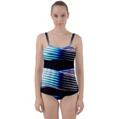 Motion Line Illustrations Twist Front Tankini Set by HermanTelo