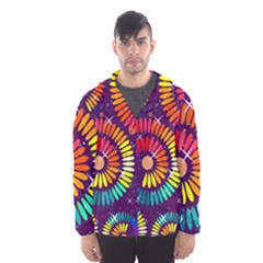 Abstract Background Spiral Colorful Men s Hooded Windbreaker by HermanTelo