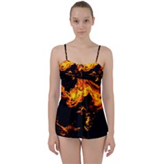 Can Walk On Fire, Black Background Babydoll Tankini Set by picsaspassion