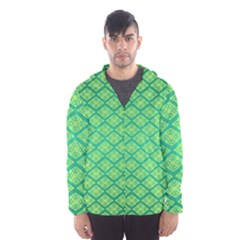 Pattern Texture Geometric Green Men s Hooded Windbreaker
