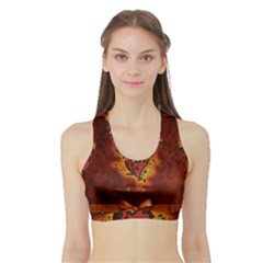 Beautiful Heart With Leaves Sports Bra With Border