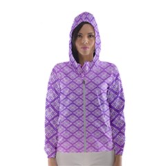Pattern Texture Geometric Purple Women s Hooded Windbreaker