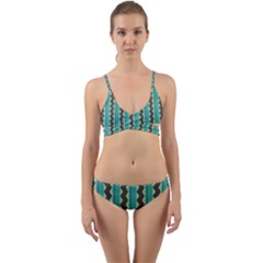 Background Chevron Blue Wrap Around Bikini Set by HermanTelo