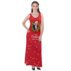 Make Christmas Great Again With Trump Face Maga Sleeveless Velour Maxi Dress by snek