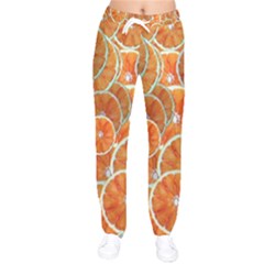 Oranges Background Texture Pattern Women Velvet Drawstring Pants by HermanTelo