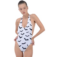 Bats Pattern Backless Halter One Piece Swimsuit by Sobalvarro