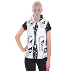 Wonderful Moon With Black Wolf Women s Button Up Vest by FantasyWorld7