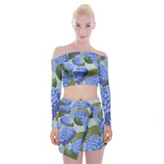 Hydrangea  Off Shoulder Top With Mini Skirt Set by Sobalvarro