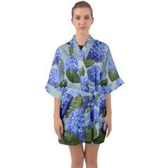 Hydrangea  Half Sleeve Satin Kimono  by Sobalvarro