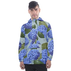 Hydrangea  Men s Front Pocket Pullover Windbreaker by Sobalvarro