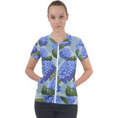 Hydrangea  Short Sleeve Zip Up Jacket by Sobalvarro