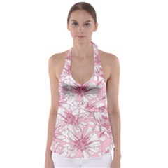 Pink Flowers Babydoll Tankini Top by Sobalvarro