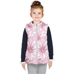 Pink Flowers Kids  Hooded Puffer Vest by Sobalvarro