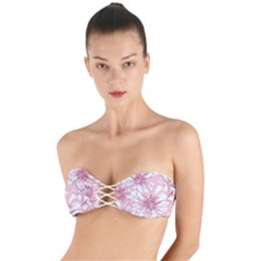 Pink Flowers Twist Bandeau Bikini Top by Sobalvarro