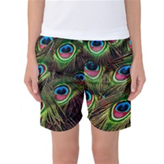 Peacock Feathers Color Plumage Women s Basketball Shorts