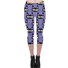 Cute Black Cat Pattern Capri Leggings  by Valentinaart