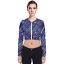 Peacock Feathers Color Plumage Blue Long Sleeve Zip Up Bomber Jacket View1
