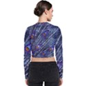 Peacock Feathers Color Plumage Blue Long Sleeve Zip Up Bomber Jacket View2