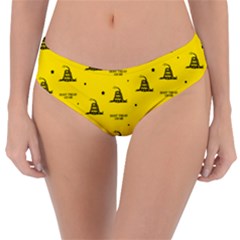 Gadsden Flag Don t Tread On Me Yellow And Black Pattern With American Stars Reversible Classic Bikini Bottoms by snek