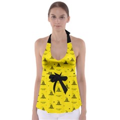 Gadsden Flag Don t Tread On Me Yellow And Black Pattern With American Stars Babydoll Tankini Top by snek