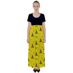 Gadsden Flag Don t Tread On Me Yellow And Black Pattern With American Stars High Waist Short Sleeve Maxi Dress by snek