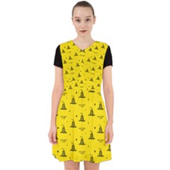 Gadsden Flag Don t Tread On Me Yellow And Black Pattern With American Stars Adorable In Chiffon Dress by snek