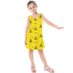 Gadsden Flag Don t Tread On Me Yellow And Black Pattern With American Stars Kids  Sleeveless Dress by snek