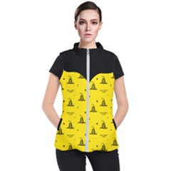 Gadsden Flag Don t Tread On Me Yellow And Black Pattern With American Stars Women s Puffer Vest by snek