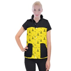 Gadsden Flag Don t Tread On Me Yellow And Black Pattern With American Stars Women s Button Up Vest by snek
