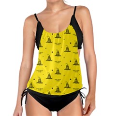 Gadsden Flag Don t Tread On Me Yellow And Black Pattern With American Stars Tankini Set by snek