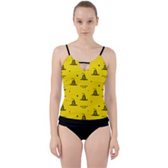 Gadsden Flag Don t Tread On Me Yellow And Black Pattern With American Stars Cut Out Top Tankini Set by snek