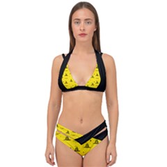 Gadsden Flag Don t Tread On Me Yellow And Black Pattern With American Stars Double Strap Halter Bikini Set by snek