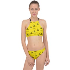 Gadsden Flag Don t Tread On Me Yellow And Black Pattern With American Stars Racer Front Bikini Set by snek