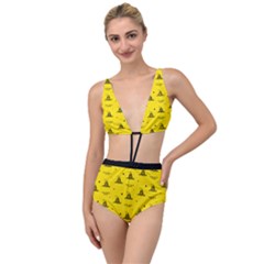 Gadsden Flag Don t Tread On Me Yellow And Black Pattern With American Stars Tied Up Two Piece Swimsuit by snek