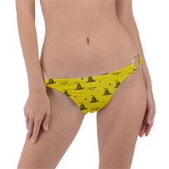 Gadsden Flag Don t Tread On Me Yellow And Black Pattern With American Stars Ring Detail Bikini Bottom by snek