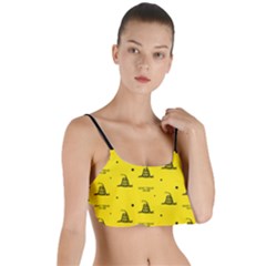 Gadsden Flag Don t Tread On Me Yellow And Black Pattern With American Stars Layered Top Bikini Top  by snek