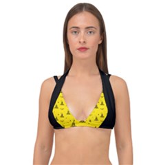 Gadsden Flag Don t Tread On Me Yellow And Black Pattern With American Stars Double Strap Halter Bikini Top by snek