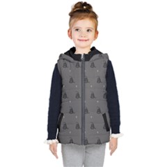 Gadsden Flag Don t Tread On Me Black And Gray Snake And Metal Gothic Crosses Kids  Hooded Puffer Vest by snek