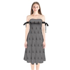 Gadsden Flag Don t Tread On Me Black And Gray Snake And Metal Gothic Crosses Shoulder Tie Bardot Midi Dress by snek