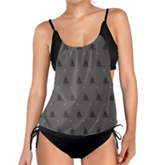 Gadsden Flag Don t Tread On Me Black And Gray Snake And Metal Gothic Crosses Tankini Set by snek